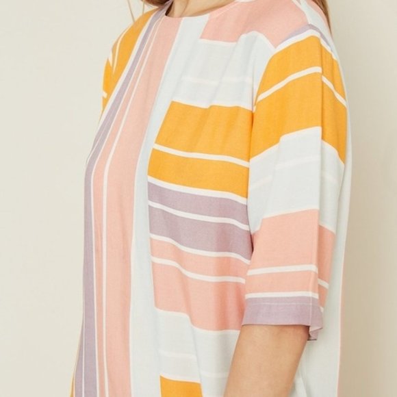 Pink, Purple, Yellow and White Striped Dress - Picture 3 of 4